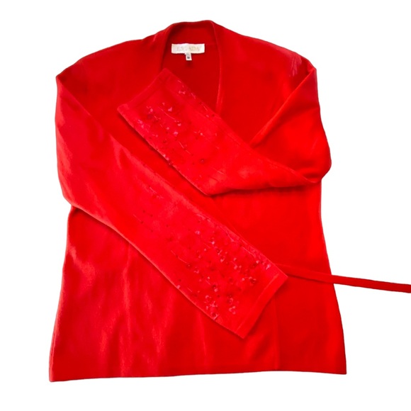 Escada Beautiful Red Wrap Sweater Cardigan Top - Picture 5 of 11